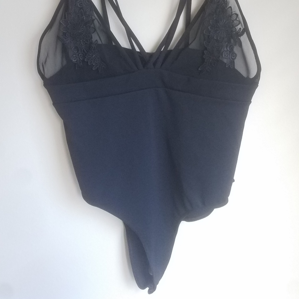 Black lace bodysuit by Boohoo plus